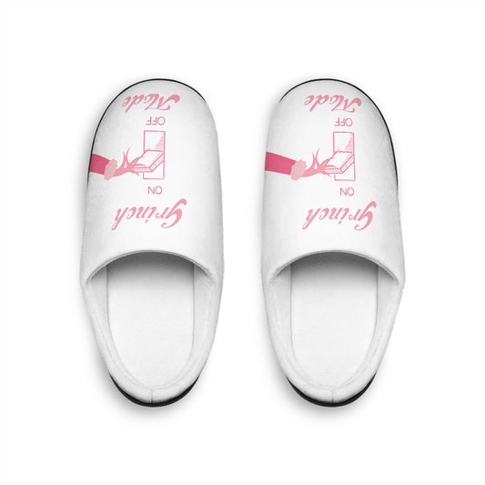 White/Pink Grinch Mode On Women's Indoor Slippers