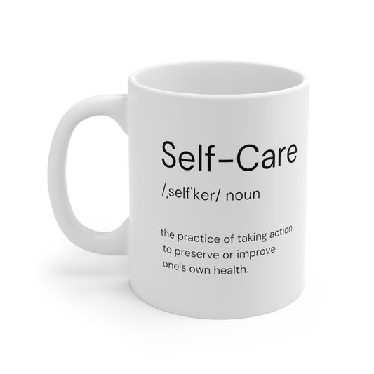 11oz Self Care White Ceramic Mug