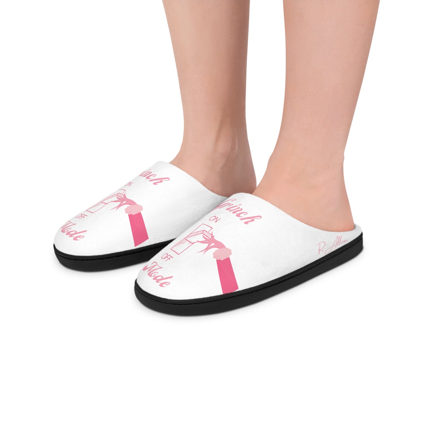 White/Pink Grinch Mode On Women's Indoor Slippers