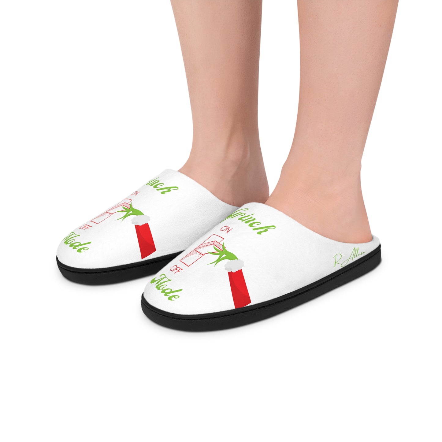 White Grinch Mode On Women's Indoor Slippers