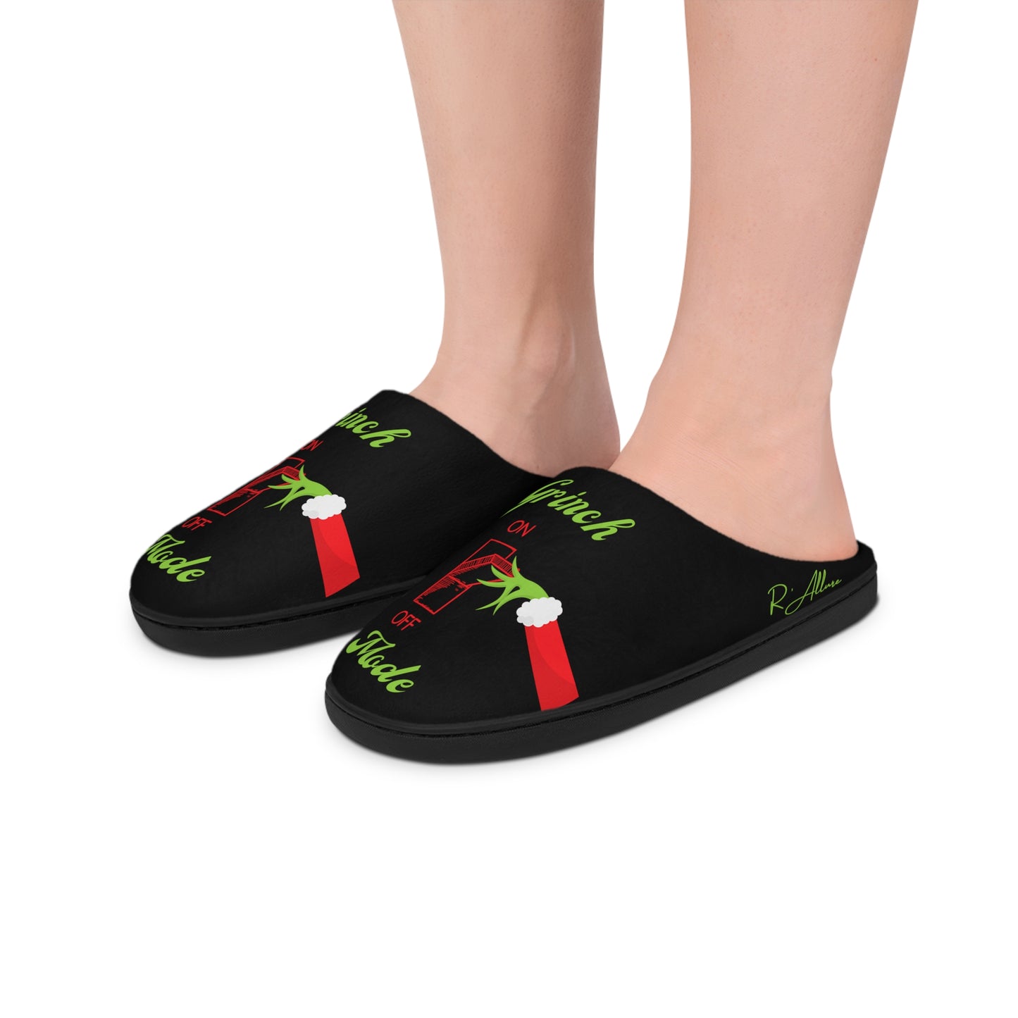 Black Grinch Mode On Women's Indoor Slippers