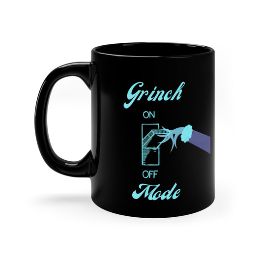 11oz Blue Grinch Mode On Black Ceramic Mug